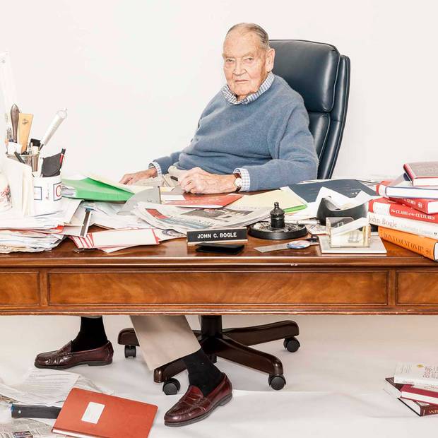 John Bogle in his office at Vanguard headquarters.