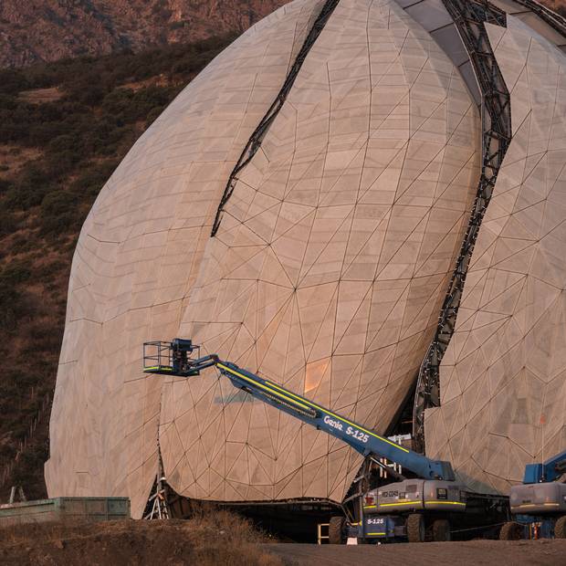 Construction continues on the Baha'i Temple in Santiago.