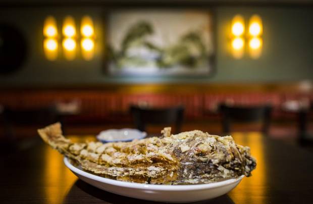 Flash-fried whole fish.