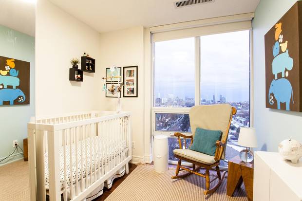 The penthouse has three bedrooms and three bathrooms on the second floor.