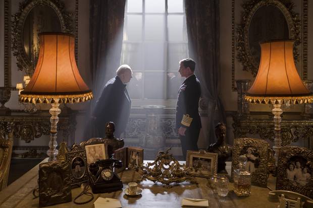 Gary Oldman stars as Winston Churchill and Ben Mendelsohn as King George VI in director Joe Wright's Darkest Hour.