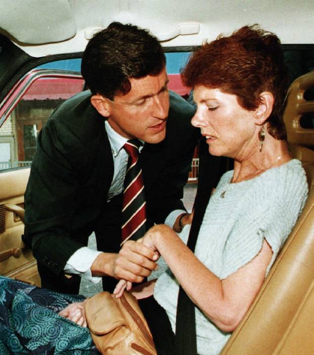 Former NDP MP Svend Robinson, left, was present when right-to-die activist Sue Rodriguez died on Feb. 12, 1994.