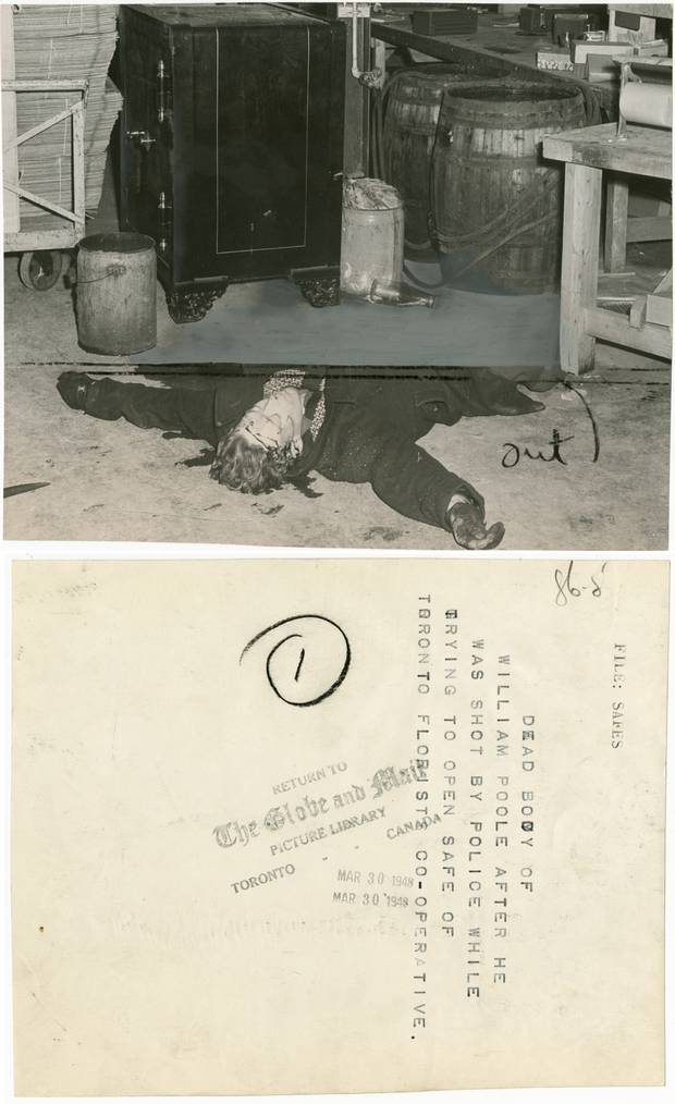 The body of a thief rests on the floor after he was shot dead by police in 1948.