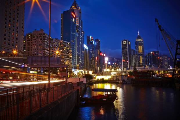 Hong Kong harbour, looking at Causeway Bay.
