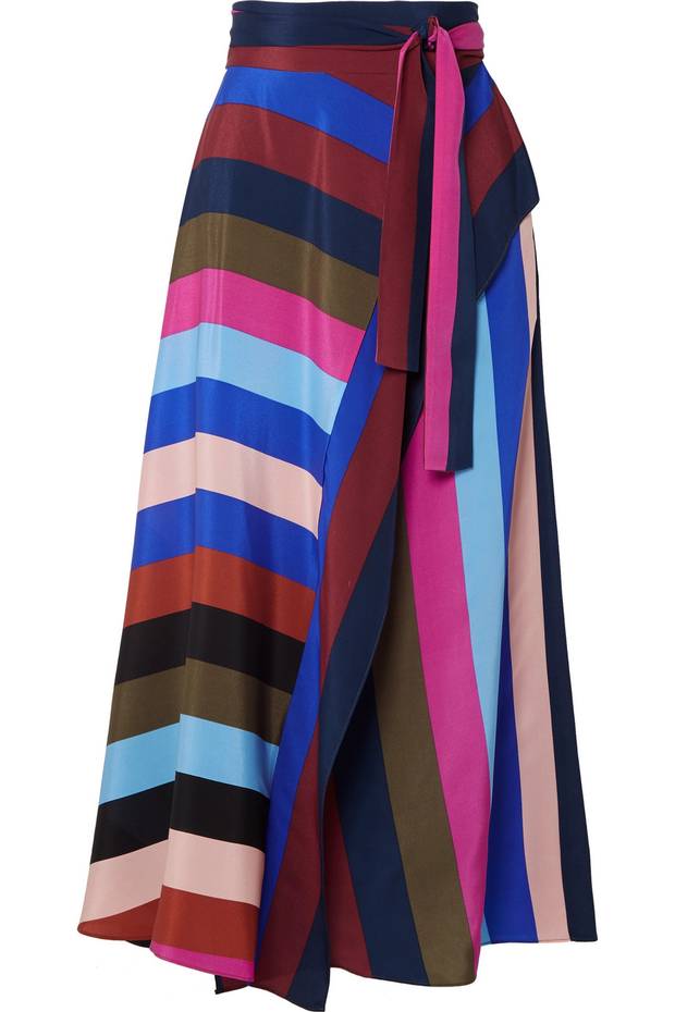 Diane von Furstenberg silk crepe de chine wrap midi skirt, US$370 through net-a-porter.com.
