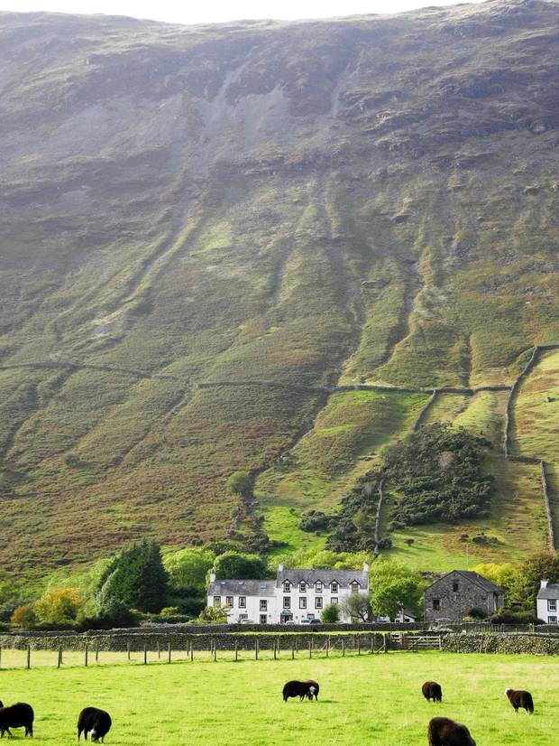 A view of England’s Lake District above The Wasdale Head Inn.