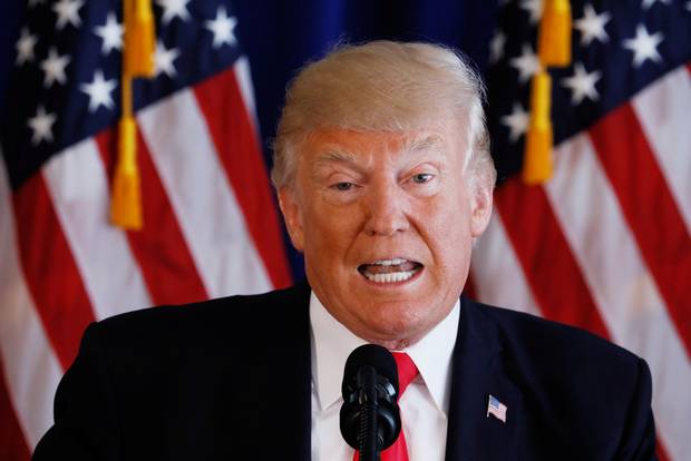 U.S. President Donald Trump delivers remarks on the protests in Charlottesville from his golf estate in Bedminster, New Jersey.