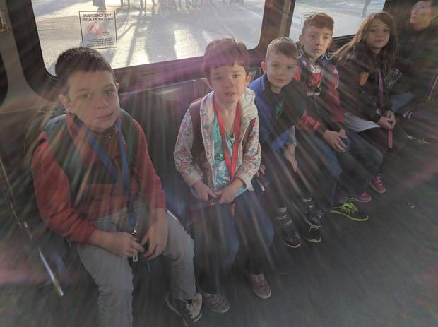 Adrian Crook's kids en route to school.