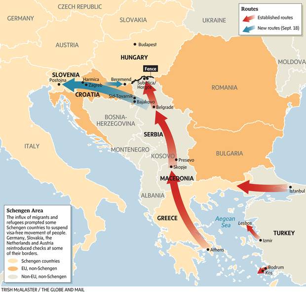 For refugees and migrants, access to the favoured destinations of Germany and Sweden relies on crossing into the Schengen Area, a zone of 26 EU and non-EU countries where travel across international borders in visa-free.