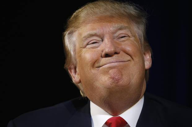 Republican presidential candidate Donald Trump smiles during a campaign stop in Bluffton, South Carolina in February.