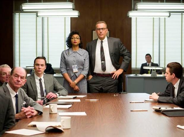Taraji P. Henson and Kevin Costner in Hidden Figures.