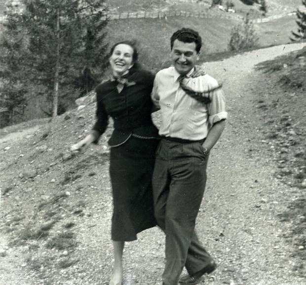 Pictured in their engagement photo, Sonja Wettstein would marry Thomas Bata in October 1946.
