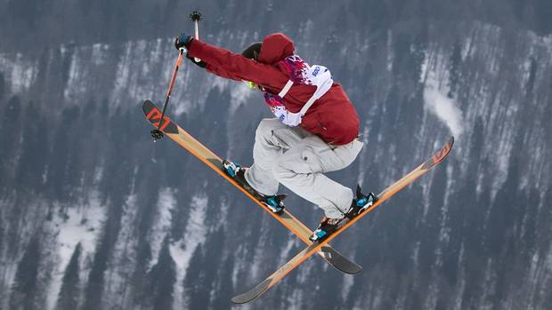 Canadian freestyle skier Dara Howell during her gold-medal run on Feb. 11, 2014 at the Sochi Winter Olympics.