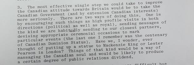 An excerpt from the documents about building statues of Canadian prime ministers.