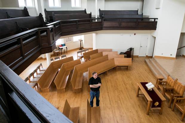 Rev. Alex Bisset presides over Toronto’s Riverdale Presbyterian Church, which created a smaller sanctuary about 15 years ago by renovating its old Sunday school wing. The church’s original sanctuary was sold and developed into condos.