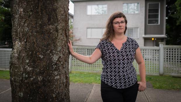 Mount Pleasant renter Kristina Lemieux outside her previous rental apartment in Vancouver. Ms. Lemieux received an eviction notice soon after her building was bought. She fought and won, but ended up moving out anyway.