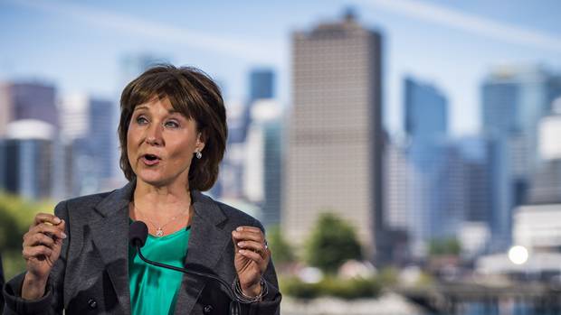 B.C. Premier Christy Clark speaks in Vancouver on June 29, 2016.