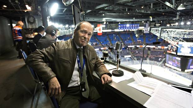 Announcer for the Edmonton Oilers, Mark Lewis pictured at Rexall Place in Edmonton Alberta, March 8, 2016.