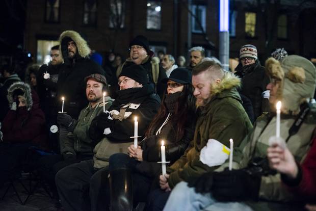 Community members at the vigil co-hosted by the 519. Despite it's long history of being welcoming to marginalized communities, the 519 was recently accused, by former employees, of being prejudiced against transgender people, specifically transgender women, as well as the poor and homeless.