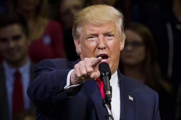 Donald Trump speaks during a rally at Mohegan Sun Arena in Wilkes-Barre, Pennsylvania on Oct. 10, 2016.