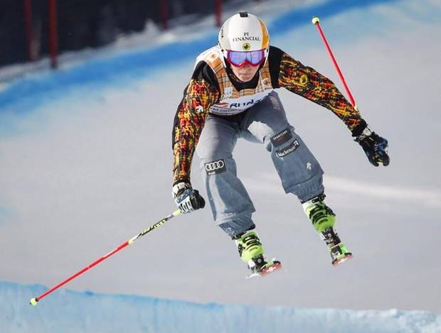 Canada's Marielle Thompson skis during women's qualifications for the World Cup ski cross event in Nakiska, Alta., on Friday, Jan. 22, 2016.