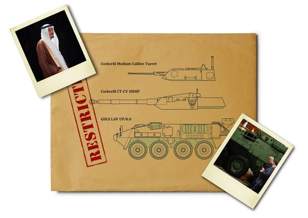 Saudi Arabia’s King Salman Prime Minister Stephen Harper tours the General Dynamics Land Systems in 2014.