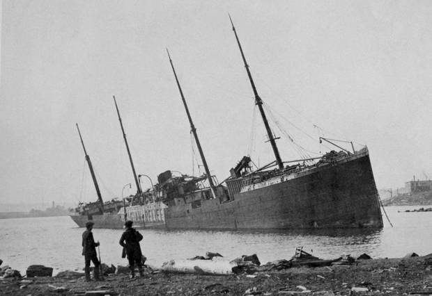 On Dec. 6, 1917 in Halifax Harbour, the Norwegian freighter Imo hit the French vessel Mont-Blanc, carrying 3,000 tons of munitions.