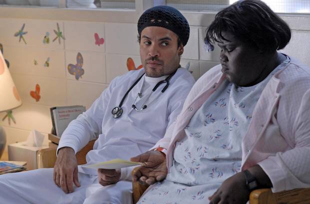 Lenny Kravitz and Gabourey Sidibe in Precious, which won two Oscars in 2010.