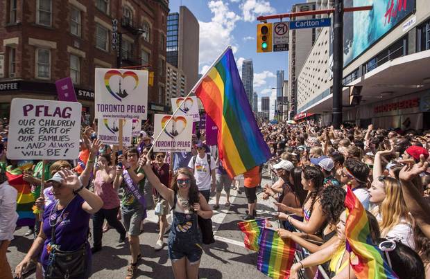 The annual Toronto Pride Parade is seen on Sunday, July 3, 2016. 
