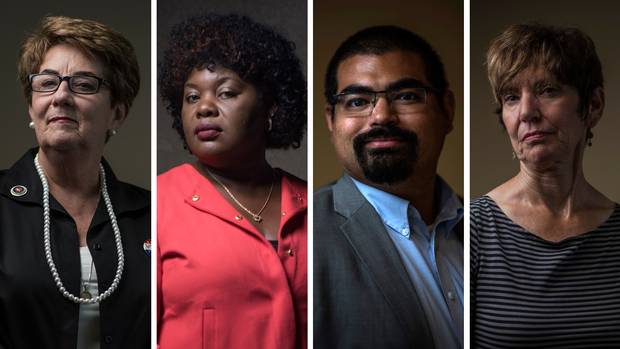 Terry Castro, Victoria Rowe, Tim Heberlein and Debbie Hines embody many facets of the changing U.S. voter base in Hillsborough County, Fla. One is working 10 hours a day to put Donald Trump in the White House; another has seen business thrive during the Obama presidency; another spends his days trying to persuade the disillusioned to cast their ballots; and another defected to the Democrats.