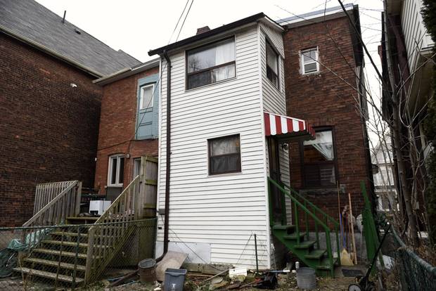 The backyard of Foon Hay Lum's Toronto home at 69 Cowan Avenue.