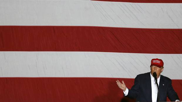 Republican presidential candidate Donald Trump speaks at a rally on March 13, 2016 in Boca Raton, Florida. Primary voters head to the polls on March 15th in Florida.