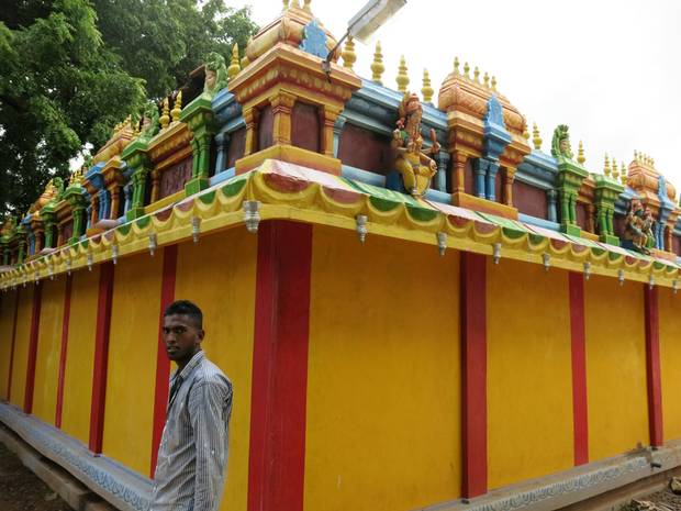 The rebuilt exterior of the Amman Kovil (a Hindu temple) in Urelu, the village my mother grew up in.