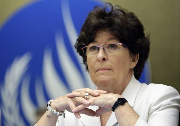 Louise Arbour is shown at the United Nations headquarters in Geneva on June 2, 2008.