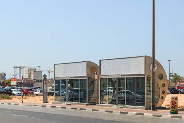 An air-conditioned bus stop in Dubai.