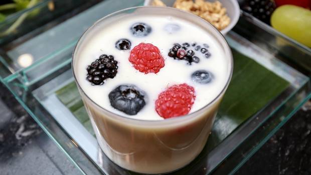 Pusateri's corporate chef Tony Cammalleri makes airplane food including this airline lunch quad (mini croissant sandwiches, yogurt, fresh fruit).