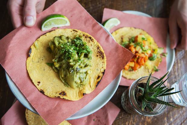 The rajas con crema taco at Campechano.