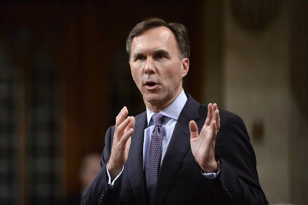 Minister of Finance Bill Morneau announces the government's economic update during Question Period on Parliament Hill, in Ottawa on Thursday, October 19, 2017.