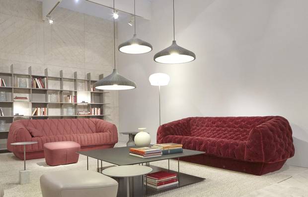 Lozenge-quilted furniture, like Cinna's chesterfield, is in vogue.