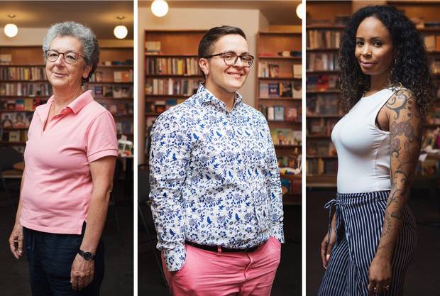 University of Toronto criminology professor Mariana Valverde, Queen's University education professor Lee Airton and writer and speaker Kim Katrin Milan at the Glad Day Bookstore in Toronto.