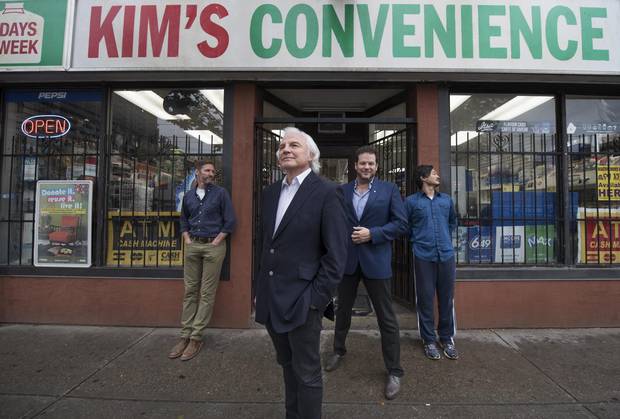 From left, Kim's Convenience executive producers Kevin White, Ivan Fecan, Albert Schultz and Ins Choi on Sept. 29, 2016.