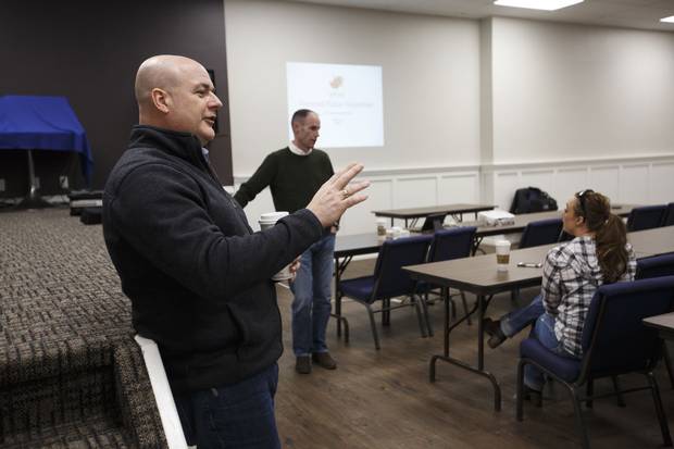 Pete Merrifield addresses a National Police Federation recruitment meeting.