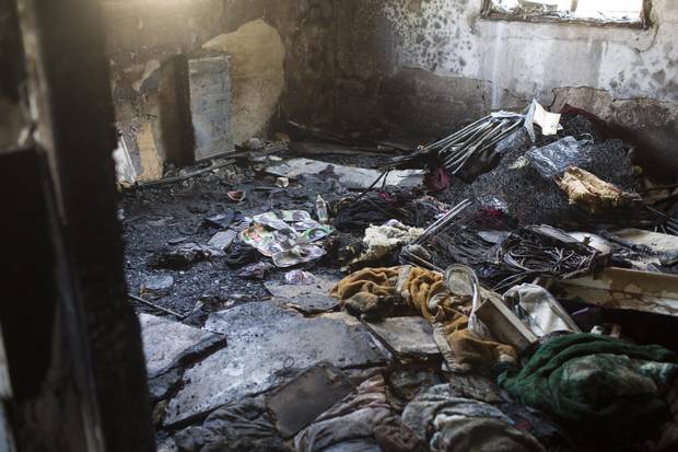 The remains of the house where 18-month-old Ali Saad-Dawabsheh was killed are shown on July 31, 2015.