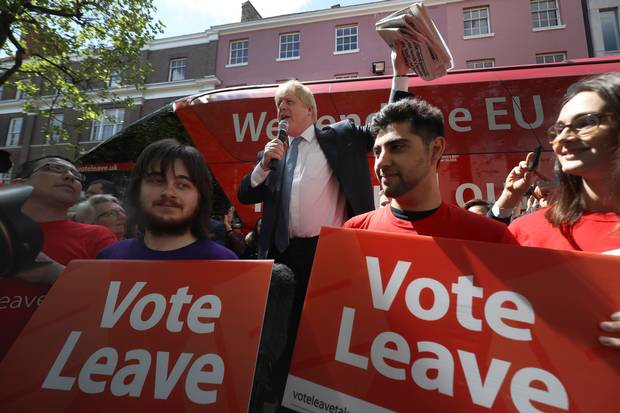 Boris Johnson stumps for the Vote Leave campaign.