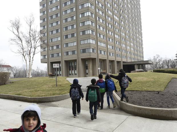 Ahmad's sons head home with friends after school was over for another day at Thorncliffe Park School.