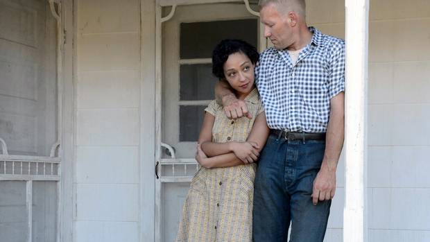 Ruth Negga (left) stars as Mildred and Joel Edgerton (right) stars as Richard in Loving.