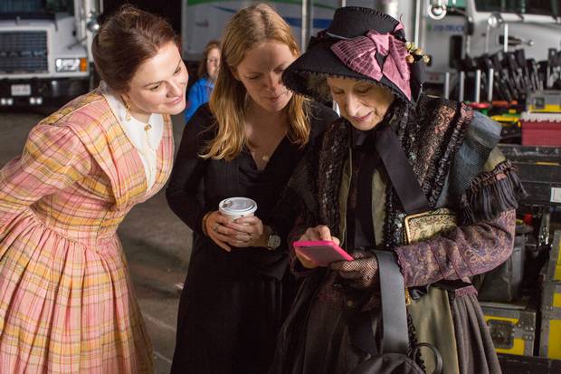 Atwood, right, appears in Polley’s adaptation of Alias Grace – which will later air on CBC and Netflix – as ‘disapproving woman.’