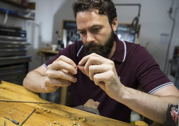 Ryan Taylor, co-founder of Fair Trade Jewellery Co., with jewellery made of 