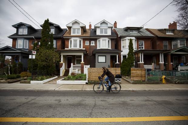 Houses are seen in the west end of Toronto on April 21, 2017.