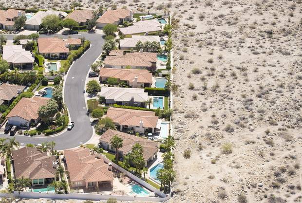 Aerial image of Palm Springs Calif., on April 11, 2015. Palm Springs is one of the largest users of water in the state.